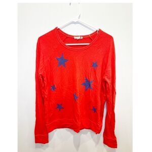 Sundry red and blue star pullover crewneck sweatshirt